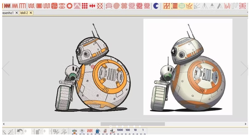 Matriz digital de BB-8: pontos originais do trabalho de aluno