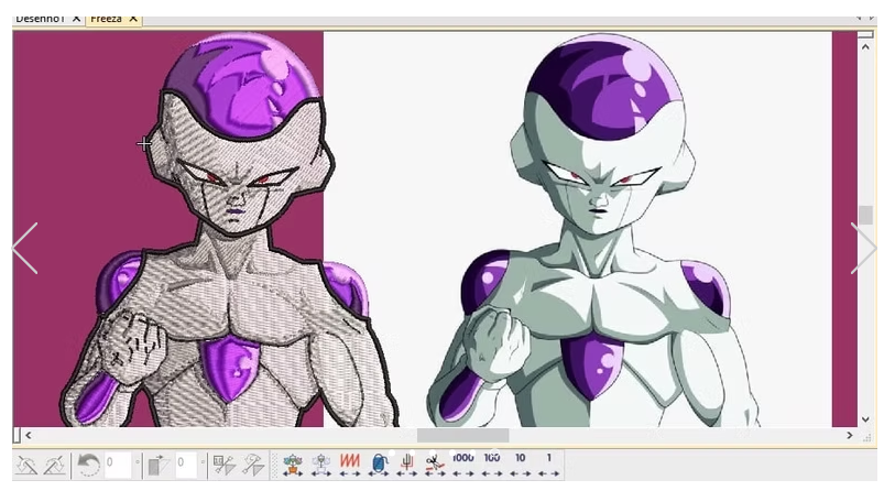 Matriz digital de Freeza: pontos originais do trabalho de aluno
